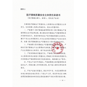 医疗器械质量安全主体责任承诺书